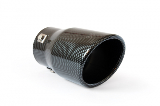 Auspuffblende Endrohr zum anschrauben 1 x 90 mm rund angeschrägt Carbonoptik