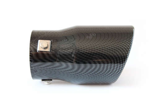 Auspuffblende Endrohr zum anschrauben 1 x 90 mm rund angeschrägt Carbonoptik