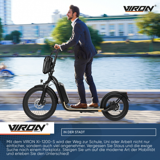 Viron E-Scooter XI-1200-S Long Range 20Ah mit Straßenzulassung 20 km/h