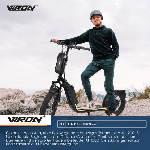 Viron E-Scooter XI-1200-S Long Range 20Ah mit Straßenzulassung 20 km/h