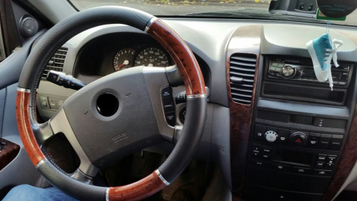 Lenkradbezug universal Holz Optik mit 6 Chromringen für Lenkräder von 37-39 cm