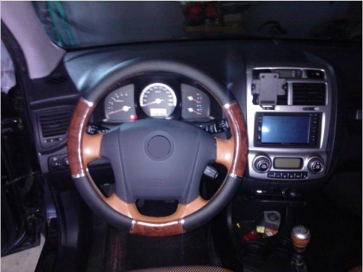 Lenkradbezug universal Holz Optik mit 6 Chromringen für Lenkräder von 37-39 cm