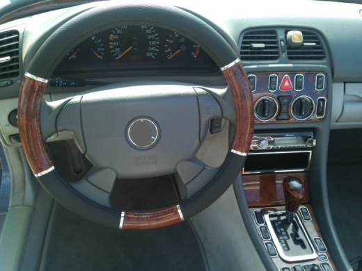 Lenkradbezug universal Holz Optik mit 6 Chromringen für Lenkräder von 37-39 cm