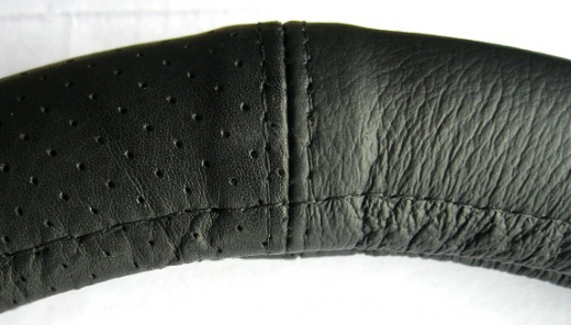 Lenkrad Bezug echtes Leder schwarz perforiert für Lenkräder 37-39 cm