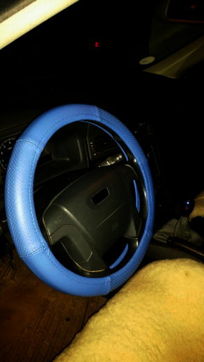 Lenkrad Bezug echtes Leder blau für Lenkräder 37-39 cm