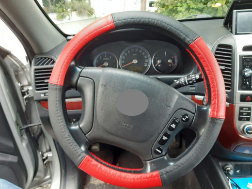 Lenkrad Bezug echtes Leder rot-schwarz für Lenkräder 37-39 cm