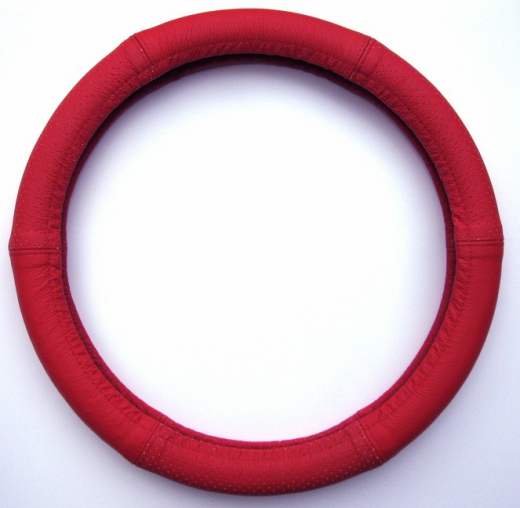 Lenkrad Bezug echtes Leder rot für Lenkräder 37-39 cm