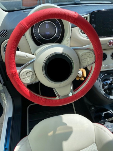 Lenkrad Bezug echtes Leder rot für Lenkräder 37-39 cm