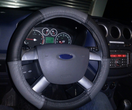 Lenkrad Bezug echtes Leder grau-schwarz für Lenkräder 37-39 cm