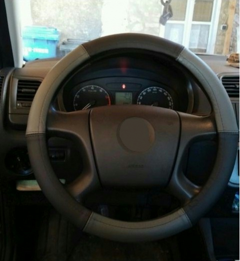 Lenkrad Bezug echtes Leder grau-schwarz für Lenkräder 37-39 cm