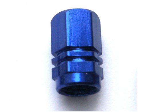 Ventilkappen blau Aluminium eckig für Auto Motorrad Scooter Fahrrad Roller