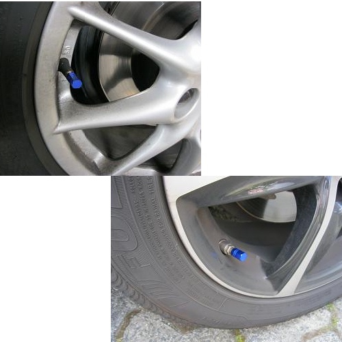 Ventilkappen blau Aluminium eckig für Auto Motorrad Scooter Fahrrad Roller