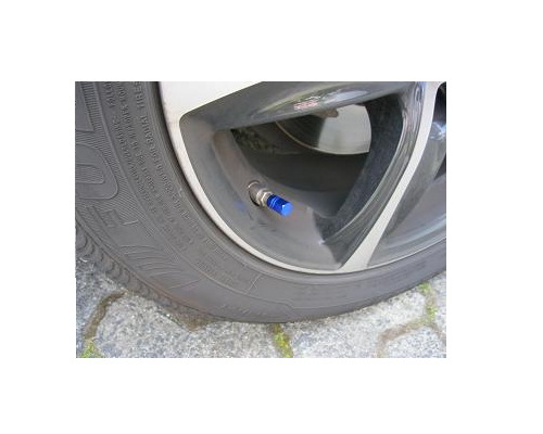 Ventilkappen blau Aluminium eckig für Auto Motorrad Scooter Fahrrad Roller