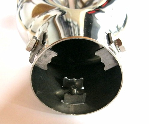 Auspuffblende Doppel Endrohr zum anschrauben 2 x 63 mm rund bis max. 5 cm