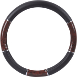 Lenkradbezug universal Holz Optik mit 6 Chromringen für Lenkräder von 37-39 cm