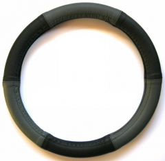 Lenkrad Bezug echtes Leder grau-schwarz für Lenkräder 37-39 cm